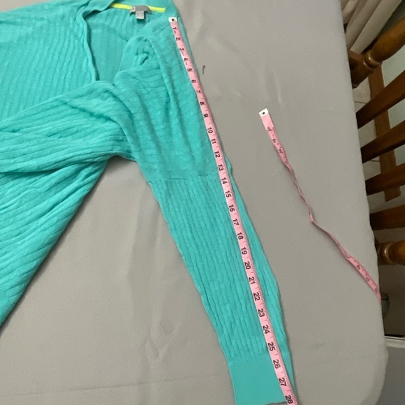 Vintage JCP Cardigan Aqua Linen Blend V-neck Long Sleeve Sweater Women’s Size 2X - Picture 5 of 10